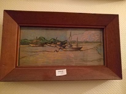 MARCEL BERNANOSE (1884-1952) Les barques
Pastel monogrammé en bas à droite.
14 x...