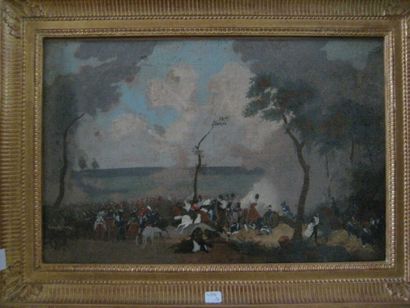null Paire de tableaux Ecole du XIX ème siècle
Scène de bataille
Deux huiles sur...