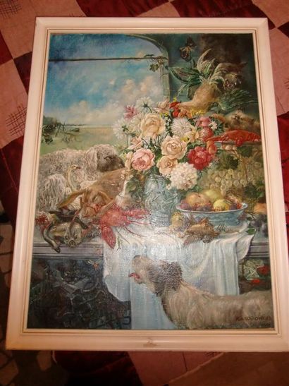 null Lot de 2 tableaux :

- Evgueni JAVORONKOV (1950)
Nature morte au chien, mouton,...