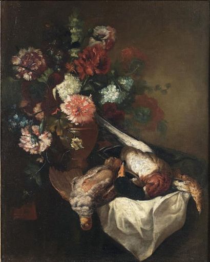 École ANGLAISE du XVIIIe siècle, attribué à Gowes HAMILTON Nature morte au vase de...