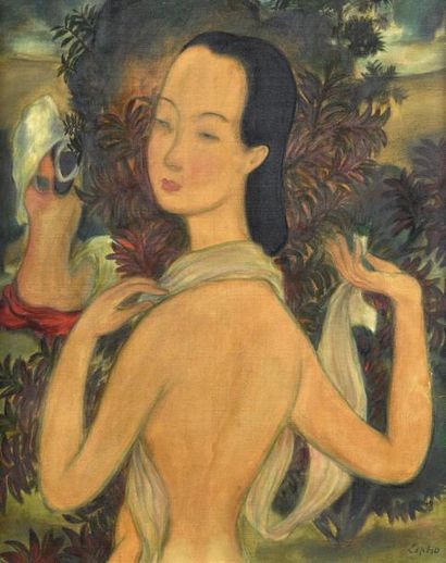 Le Pho (1907-2001) 
Le bain, deux femmes dans un paysage, circa 1945
Encre et couleurs...