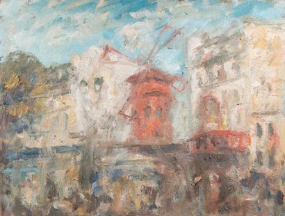 Atelier Pierre GOGOIS (né en 1935) Le Moulin rouge
Huile sur toile.
46 x 61 cm