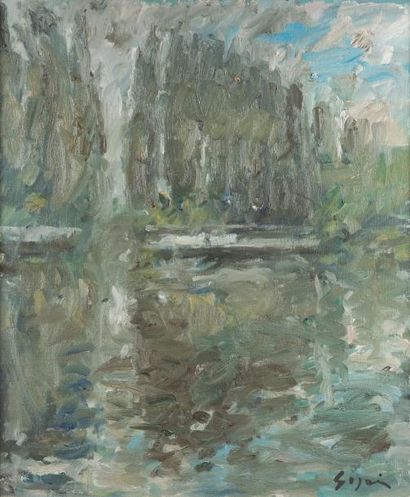 Atelier Pierre GOGOIS (né en 1935) Les bords de l'Oise à Auvers
Huile sur toile.
Signée...