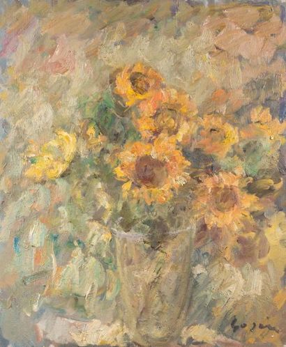 Atelier Pierre GOGOIS (né en 1935) Bouquet de tournesols
Huile sur toile.
Signée...