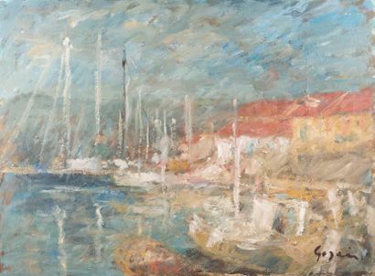 Atelier Pierre GOGOIS (né en 1935) Le port de Fiscardo, Grèce
Huile sur toile.
Signée...