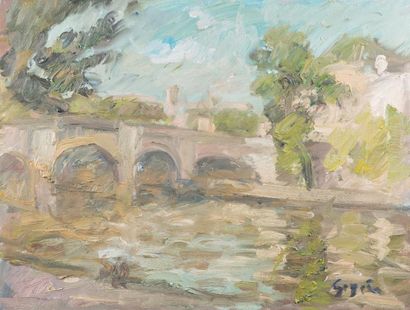 Atelier Pierre GOGOIS (né en 1935) Le pont neuf
Huile sur toile.
Signée en bas à...