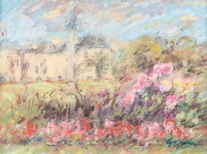 Atelier Pierre GOGOIS (né en 1935) Parterre de fleurs devant le Sénat
Technique mixte.
Signée...