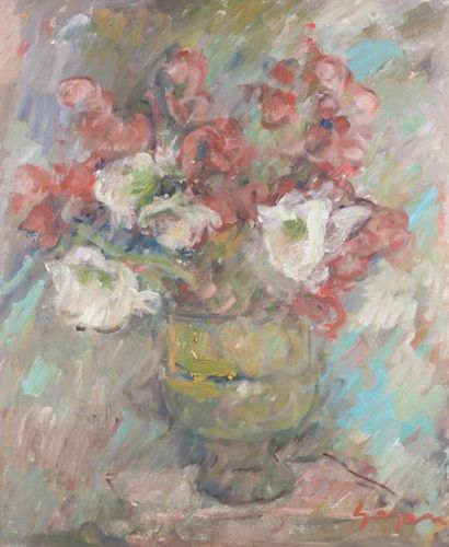 Atelier Pierre GOGOIS (né en 1935) Fleurs d'Amaryllis
Huile sur toile.
Signée en...