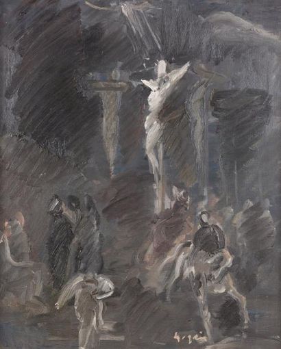 Atelier Pierre GOGOIS (né en 1935) La mort du Christ
Huile sur toile.
Signée en bas...