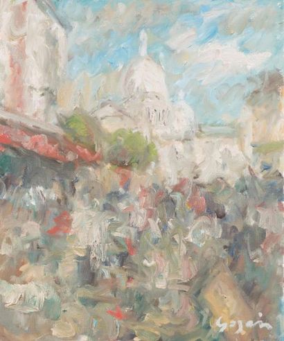Atelier Pierre GOGOIS (né en 1935) Promeneur devant le sacré coeur
Huile sur toile.
Signée...