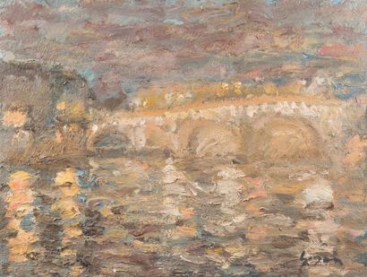 Atelier Pierre GOGOIS (né en 1935) Le pont Neuf, vue de nuit
Huile sur toile.
Signée...