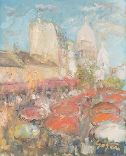 Atelier Pierre GOGOIS (né en 1935) Montmartre, les parasols
Huile sur toile.
Signée...