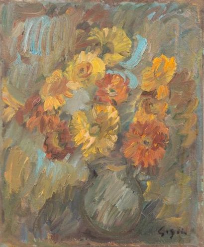 Atelier Pierre GOGOIS (né en 1935) Bouquet d'inias
Huile sur toile.
Signée en bas...
