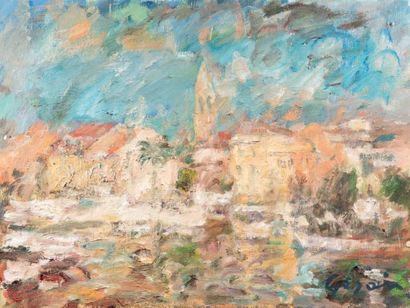 Atelier Pierre GOGOIS (né en 1935) La baie de Sanary
Huile sur toile.
Signée en bas...
