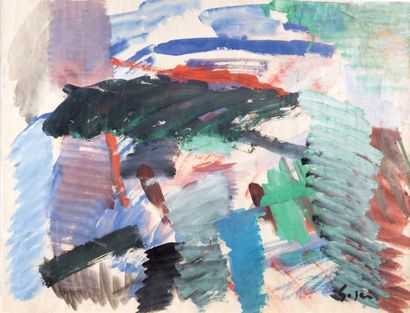 Atelier Pierre GOGOIS (né en 1935) Composition abstraite, 1962
Gouache sur papier.
Signée...