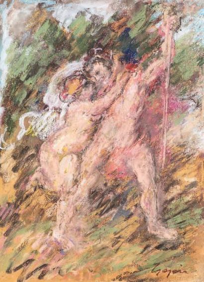 Atelier Pierre GOGOIS (né en 1935) Venus et Adonis
Pastel.
Signée en bas à droite.
40...