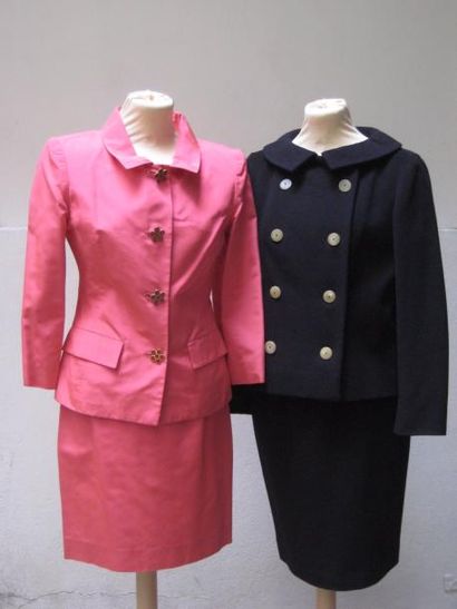 null LOT: Deux tailleurs jupe Ines de la FRESSANGE (lainage noir T.38 ( accident...