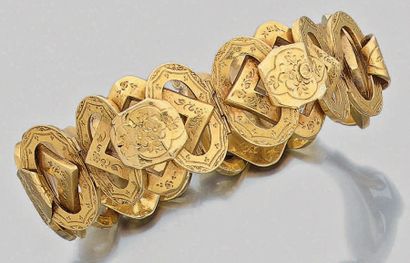 Bracelet articulé en or jaune (750 millièmes)...