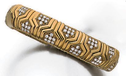 null Bracelet «Parenthesi» semi-rigide ouvrant en or en or jaune 18K (750) décor...