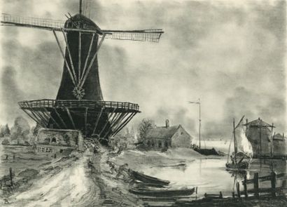 Peintres-Graveurs Français Hollande : Le moulin de bois, 1948 - Le moulin dans les...