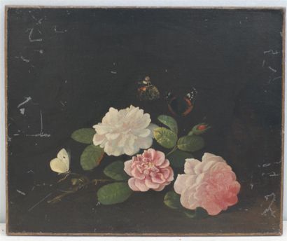 null Nature morte aux fleurs et papillons
Huile sur toile
38 x 46,5