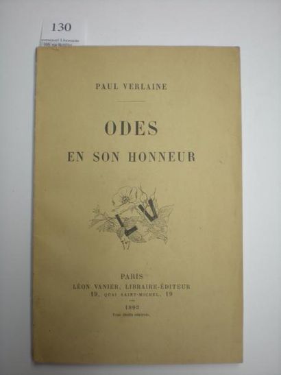 Paul VERLAINE Odes en son honneur. Paris, Vanier, 1893. In-12, broché.
EDITION ORIGINALE.
Dos...