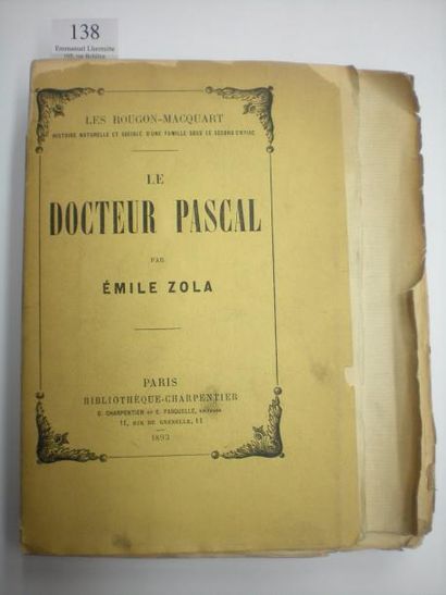 Emile zola Le Docteur Pascal. Paris, Charpentier et Fasquelle, 1893. In-12 grand...