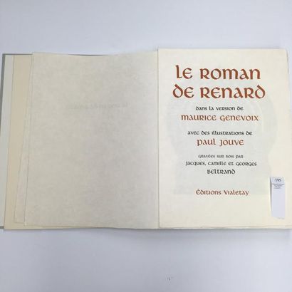 MAURICE GENEVOIX Le Roman de Renard. Paris, Vialetay, 1958-1959. 2 volumes in-folio,...