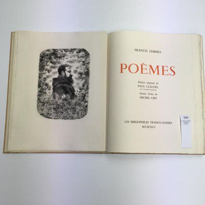 FRANCIS JAMMES Poèmes. Paris, Les Bibliophiles Franco-Suisses, 1945. In-4, en feuilles,...
