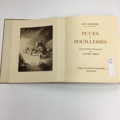 Léo LARGUIER Puces et pouilleries. Paris, Pour un groupe d'amateurs, 1948. In-4,...