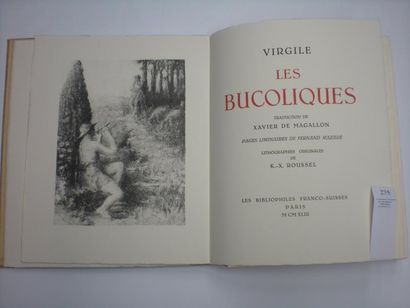 VIRGILE Les Bucoliques. Paris, Bibliophiles Franco-Suisses, 1943. In- 4, en feuilles,...