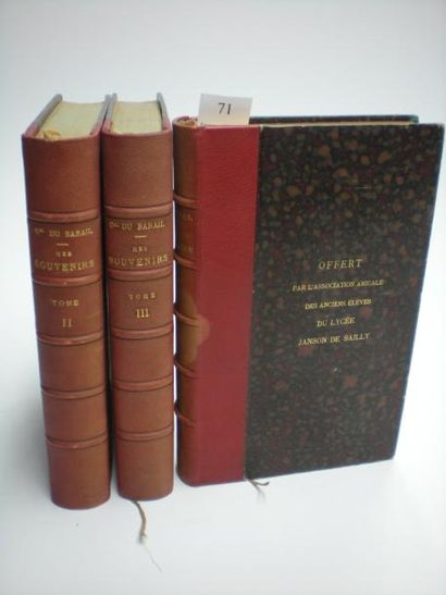 Général François-Charles DU BARAIL Mes Souvenirs. Paris, Plon, 1894-1896. 3 volumes...