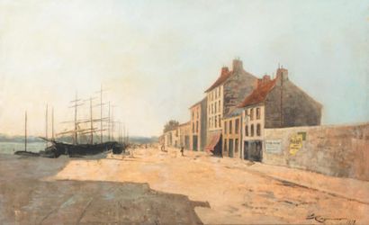 Emile CAGNIART (1851-1911) 
Le Port
Huile sur toile.
Signée et datée 1879 en bas...