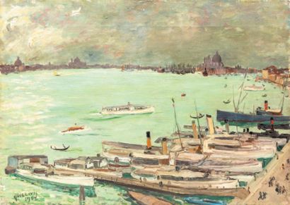 René QUILLIVIC (1879-1969) 
Venise
Huile sur toile.
Signée et datée 1904 en bas à...