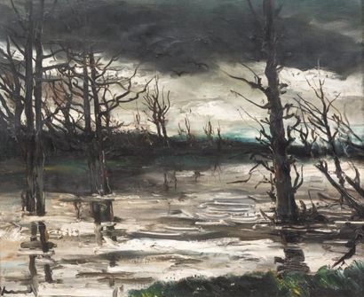 Maurice de Vlaminck (1876-1958) 
Hiver, ciel d'orage
Huile sur toile.
Signée en bas...