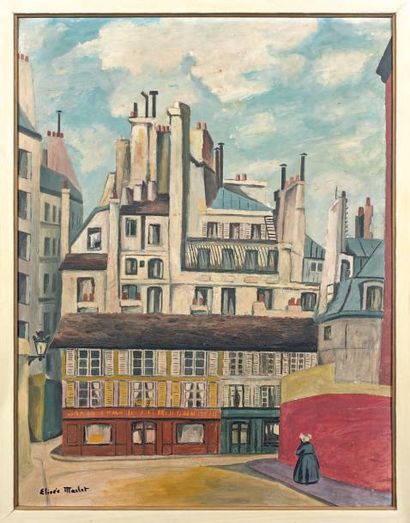 Elisée MACLET (1881-1962) 
Rues à Montmartre
Huile sur panneau.
Signée en bas à gauche.
65...