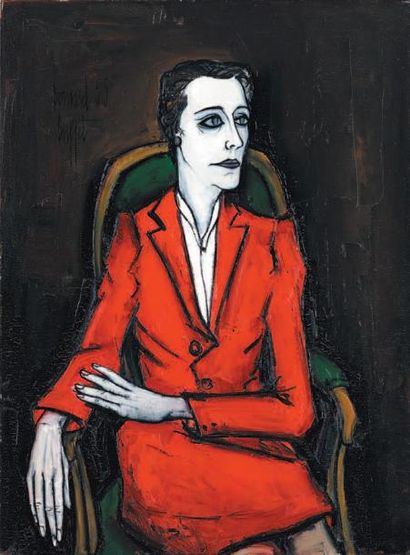 Bernard BUFFET (1928-1999) 
Portrait de Jacqueline Delubac, 1955
Dessin au crayon...