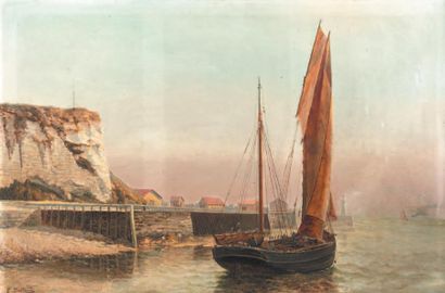 E. BOULARD (XIXe-XXe siècle) 
Barque de pêche
Huile sur toile.
Signée en bas à gauche.
100...