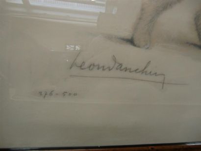 null Léon DANCHIN (1887-1938)
Le couple de fox
Estampe rehaussée de gouache, signée...