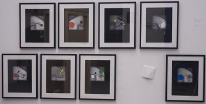Margret Hoppe Red, Green, Blue, série de huit photographies rehaussées à l'aquarelle,...