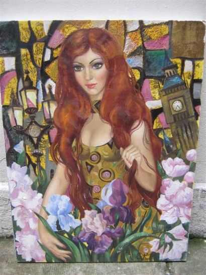 null Elena KHMELEVA
Femme aux fleurs et BigBen
Huile sur toile portant les initiales...