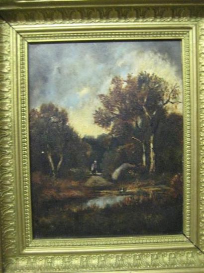 null Ecole fin XIXeme - Début XXème
Bord de rivière
Huile sur panneau
24 x 19 cm