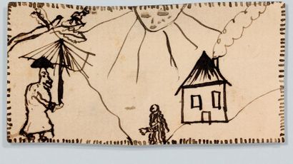 Marc CHAGALL (1887-1985) attribué à «Paysage animé» circa 1915
Encre sur papier.
Non...