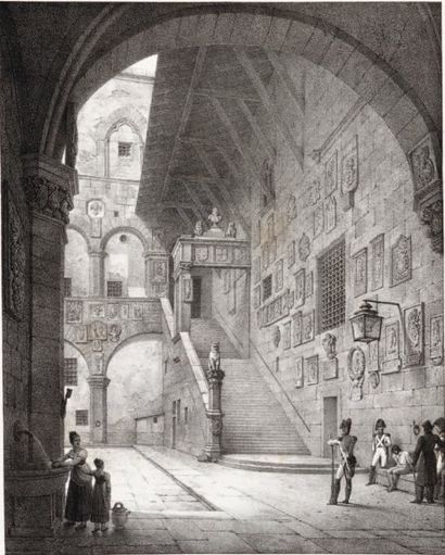ISABEY Jean. Voyage en Italie en 1822. Paris, L'auteur, [1823] ; in-folio demi-maroquin...