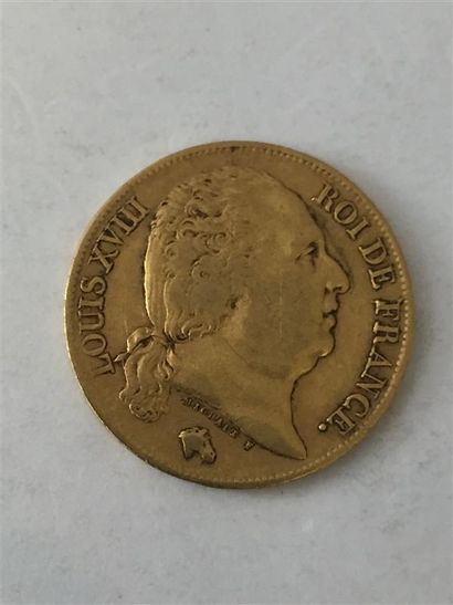 null FRANCE
20 francs or, Louis XVIII buste nu , 1818
Lot de 1 monnaie or.
Poids...