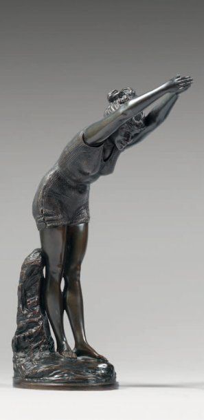 Odoardo TABACCHI (1831-1905) La Tuffolina ou la plongeuse Épreuve en bronze à patine...