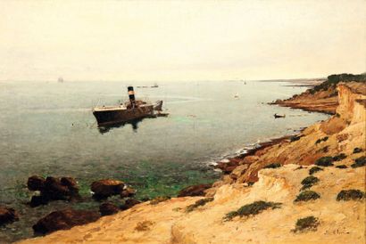Jean-Baptiste OLIVE (1848-1936) L'épave de la "Navarre" devant Carry, sirca 1884...