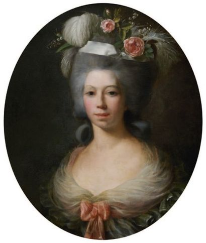 Ecole d'Alexandre ROSLIN (1718-1793) Portrait présumé de Mademoiselle Duthé Huile...