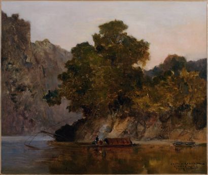 Gaston ROULLET (1847-1925) La rivière noire au Tonkin Huile sur toile, signée, localisée...