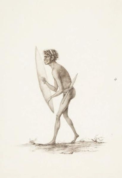Nicolas Martin PETIT (Paris, 1777-1804) Guerrier aborigène de profil, environ de...